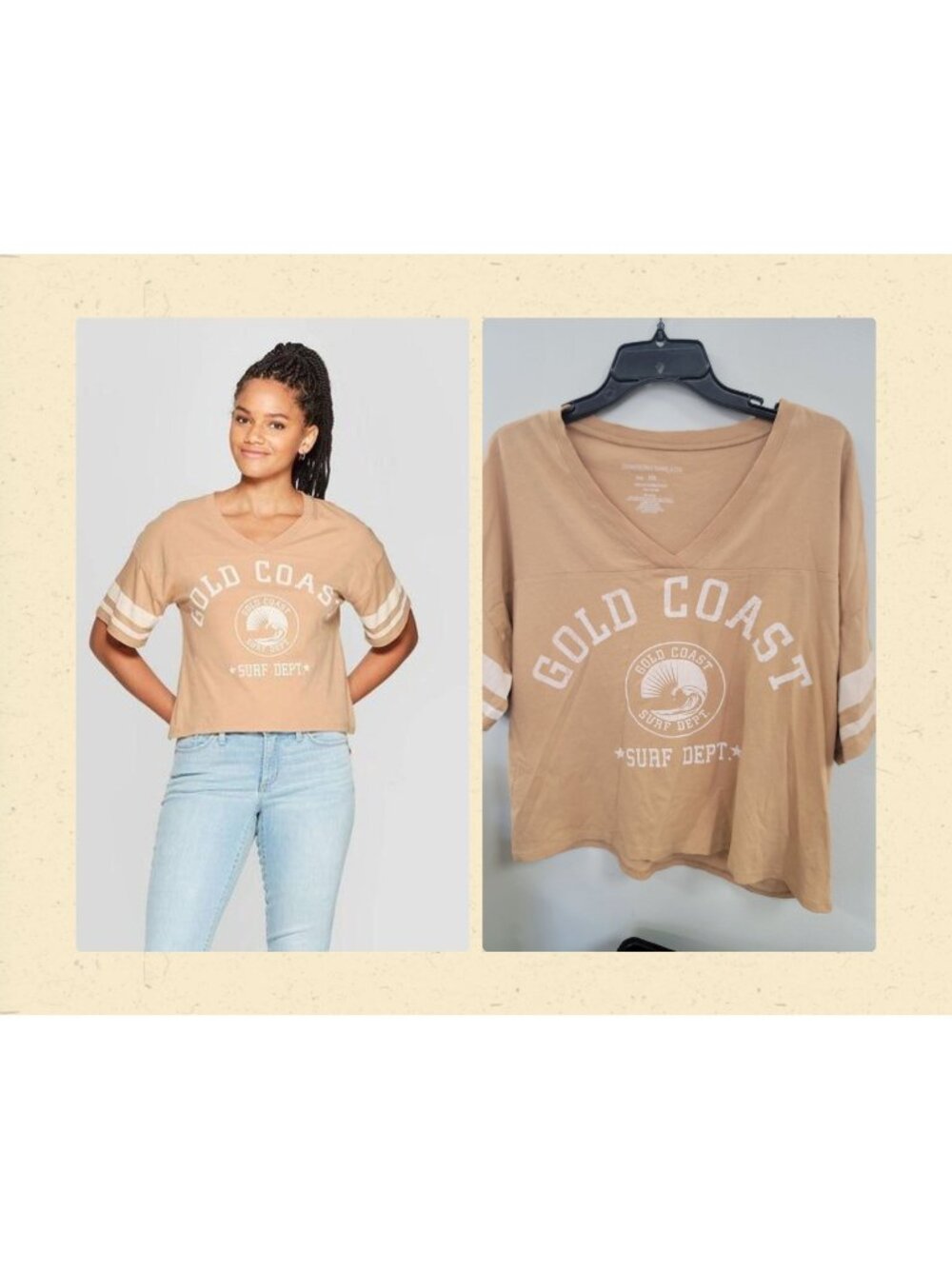 Grayson Threads Gold Coast Surf Dept V-Neck Crop Top XXL